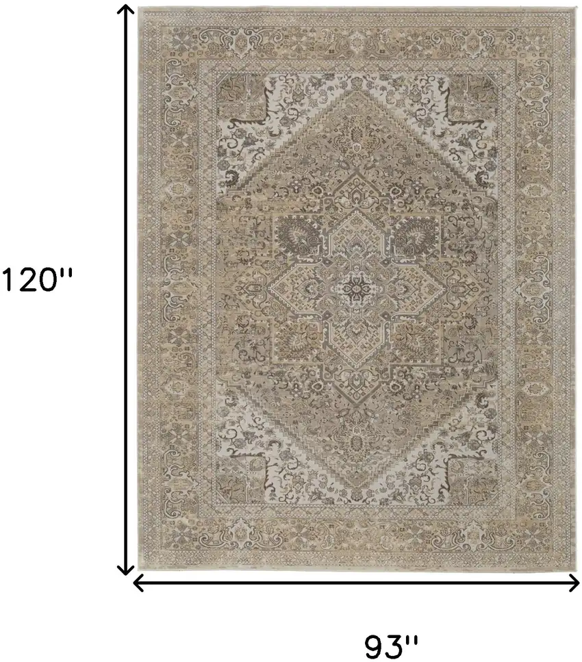 Brown Ivory And Tan Floral Power Loom Distressed Area Rug Photo 10