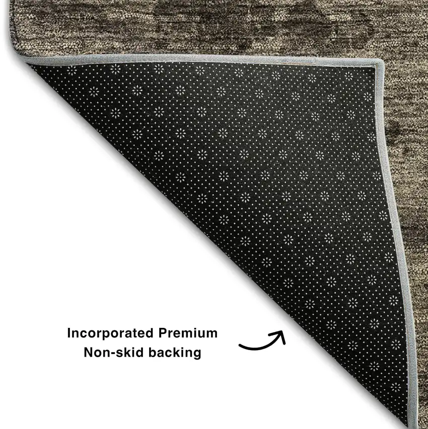 Brown Ivory And Taupe Abstract Washable Area Rug With UV Protection Photo 8