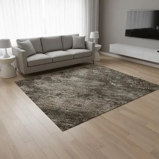 Brown Ivory And Taupe Abstract Washable Area Rug With UV Protection Photo 2