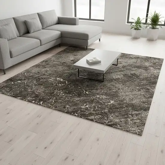 Brown Ivory And Taupe Abstract Washable Area Rug With UV Protection Photo 2