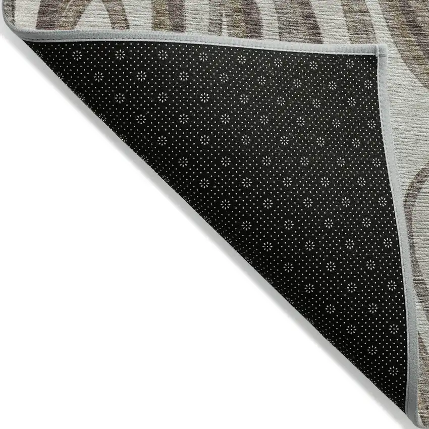 Brown Ivory And Taupe Abstract Washable Indoor Outdoor Area Rug Photo 2
