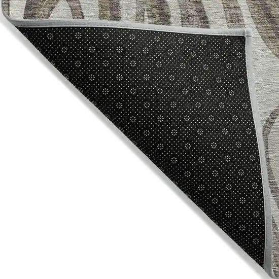 Brown Ivory And Taupe Abstract Washable Indoor Outdoor Area Rug Photo 2