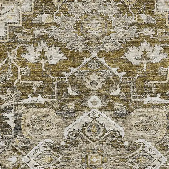 Brown Ivory And Taupe Floral Medallion Washable Area Rug With UV Protection Photo 3