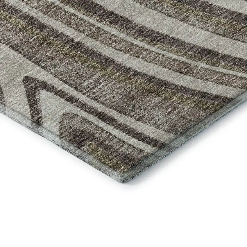 Brown Ivory And Taupe Marble Washable Area Rug With UV Protection Photo 8