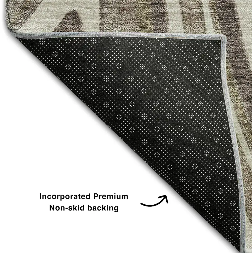 Brown Ivory And Taupe Marble Washable Area Rug With UV Protection Photo 7