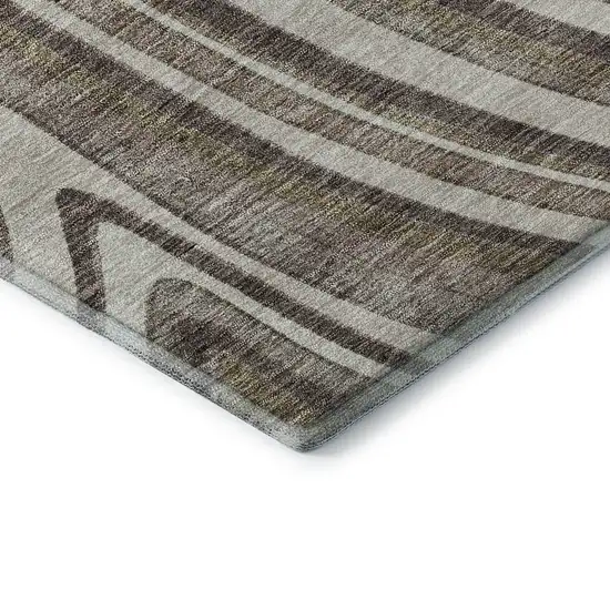 Brown Ivory And Taupe Marble Washable Area Rug With UV Protection Photo 8