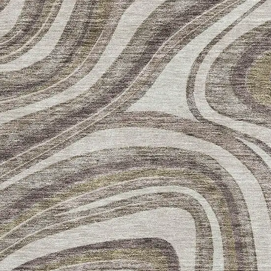 Brown Ivory And Taupe Marble Washable Area Rug With UV Protection Photo 3