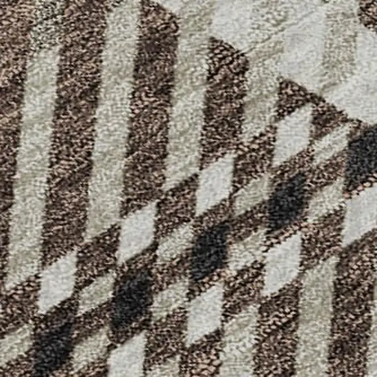 Brown Ivory And Taupe Plaid Washable Area Rug With UV Protection Photo 8