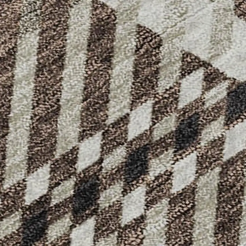 Brown Ivory And Taupe Plaid Washable Area Rug With UV Protection Photo 8