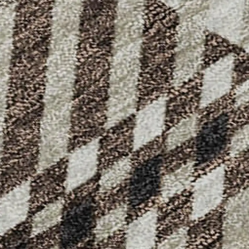 Brown Ivory And Taupe Plaid Washable Area Rug With UV Protection Photo 7