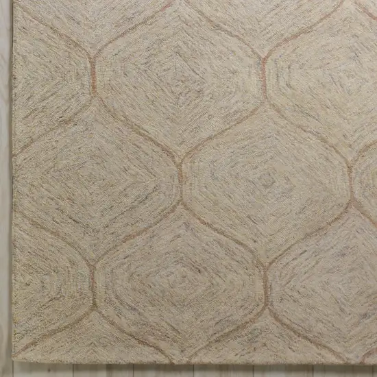 Brown Ivory And White Wool Geometric Hand Tufted Area Rug Photo 4