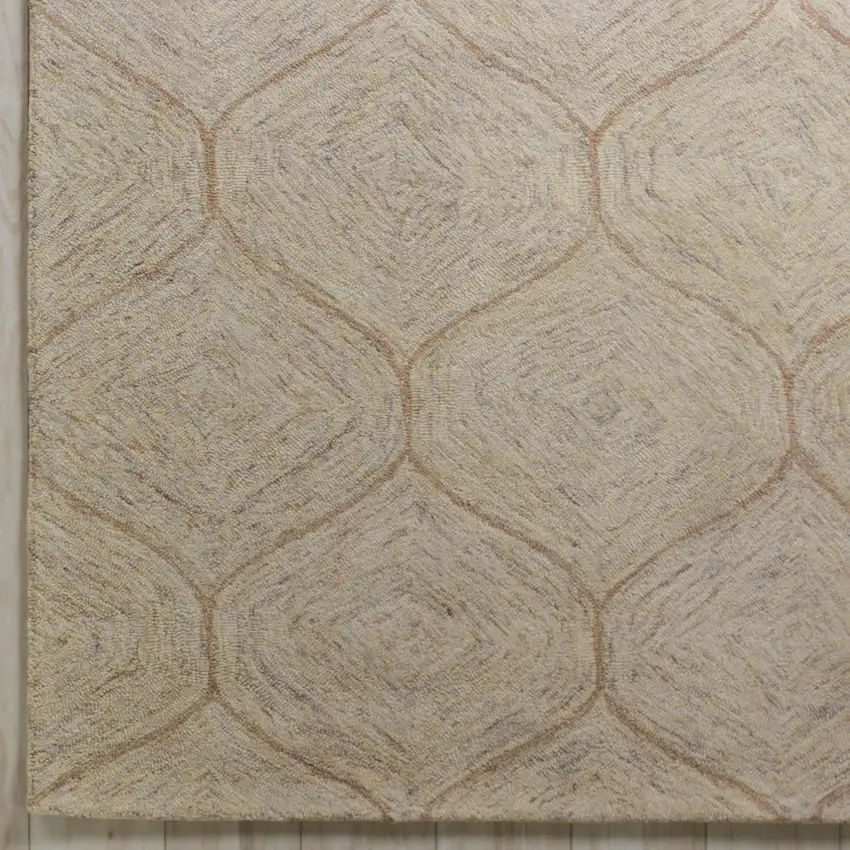 Brown Ivory And White Wool Geometric Hand Tufted Area Rug Photo 4