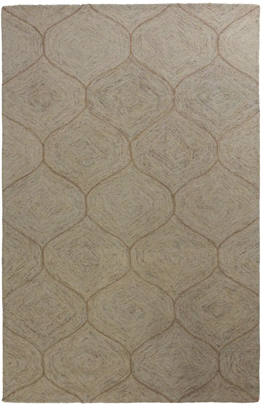 Brown Ivory And White Wool Geometric Hand Tufted Area Rug Photo 2