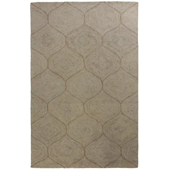 Brown Ivory And White Wool Geometric Hand Tufted Area Rug Photo 2