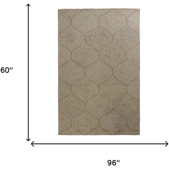 Brown Ivory And White Wool Geometric Hand Tufted Area Rug Photo 8