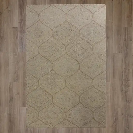 Brown Ivory And White Wool Geometric Hand Tufted Area Rug Photo 3
