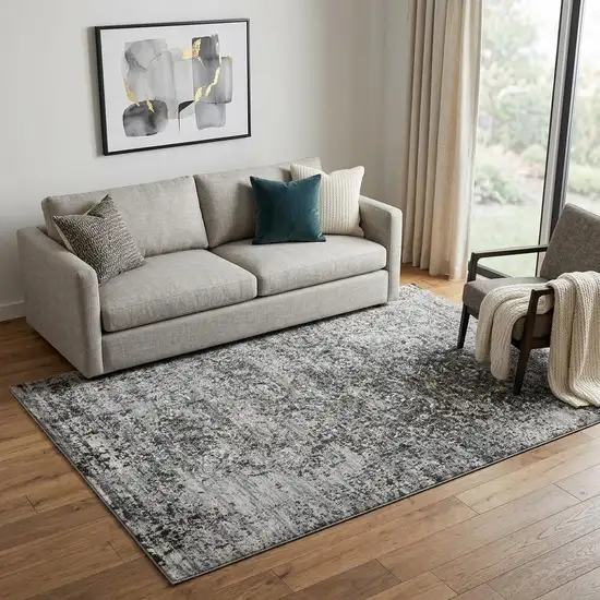 Brown Ivory Black And Light Gray Oriental Area Rug Photo 1