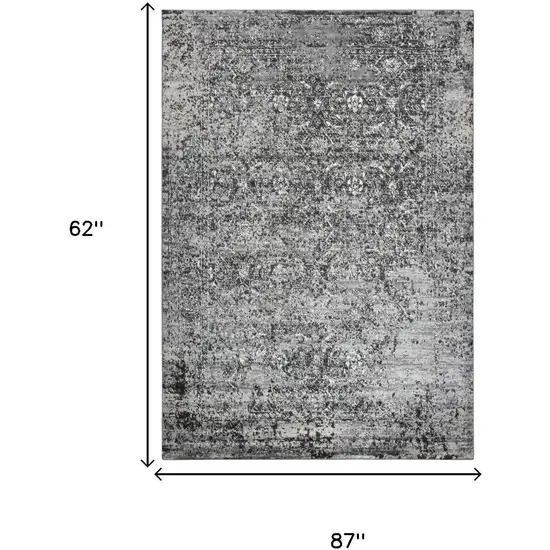 Brown Ivory Black And Light Gray Oriental Area Rug Photo 6