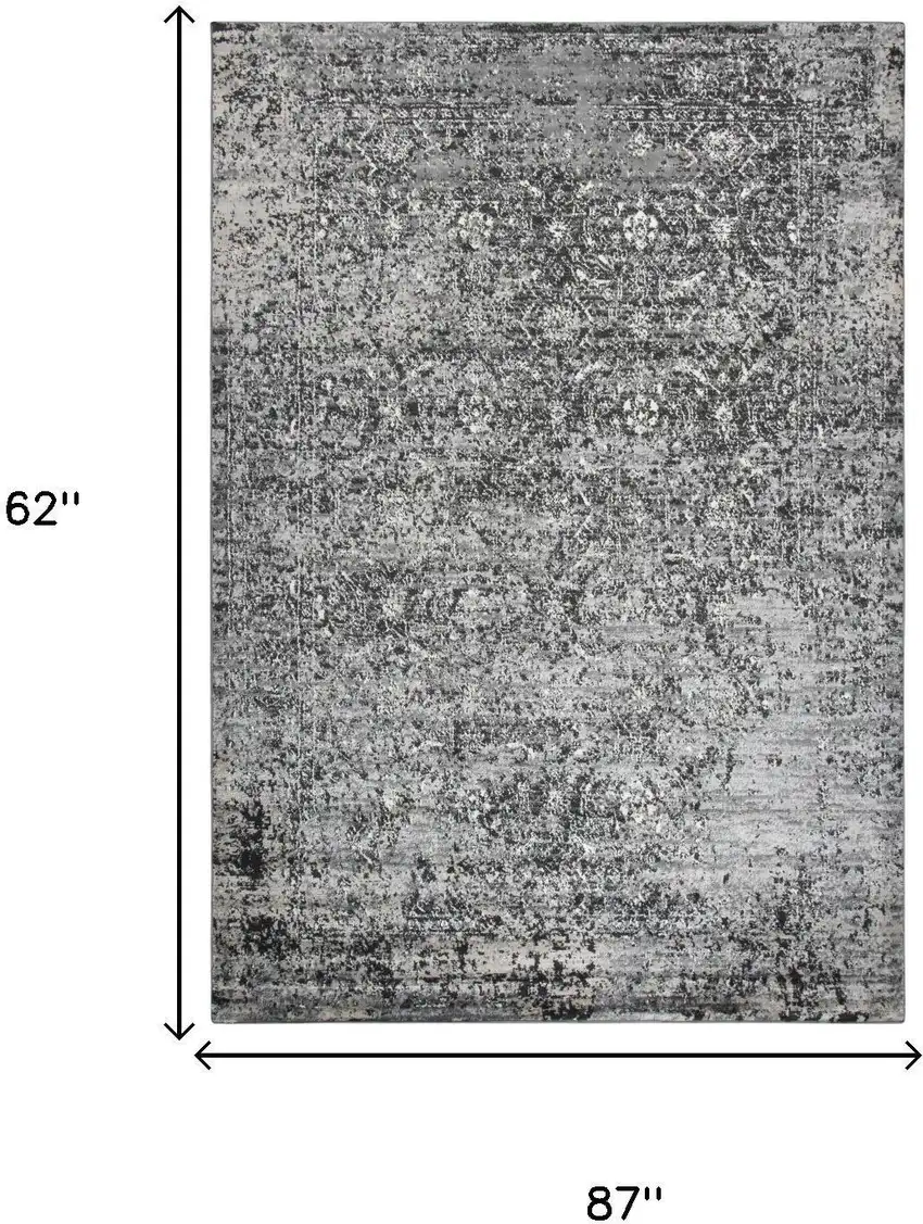 Brown Ivory Black And Light Gray Oriental Area Rug Photo 6