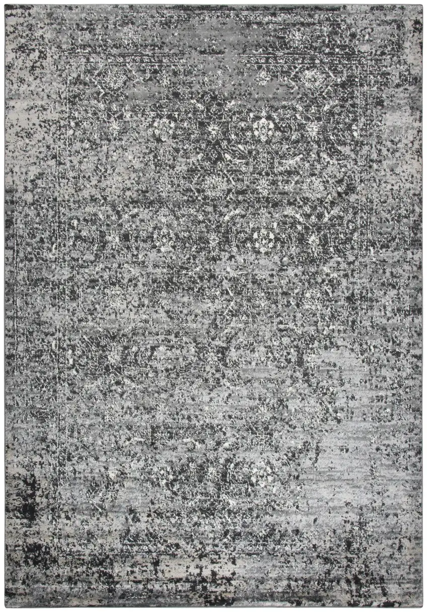 Brown Ivory Black And Light Gray Oriental Area Rug Photo 2