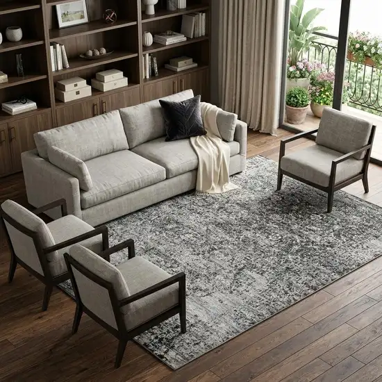 Brown Ivory Black And Light Gray Oriental Area Rug Photo 1