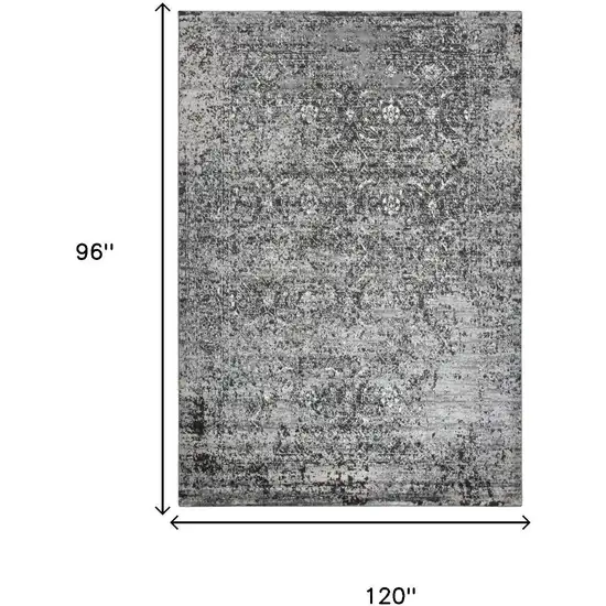 Brown Ivory Black And Light Gray Oriental Area Rug Photo 6