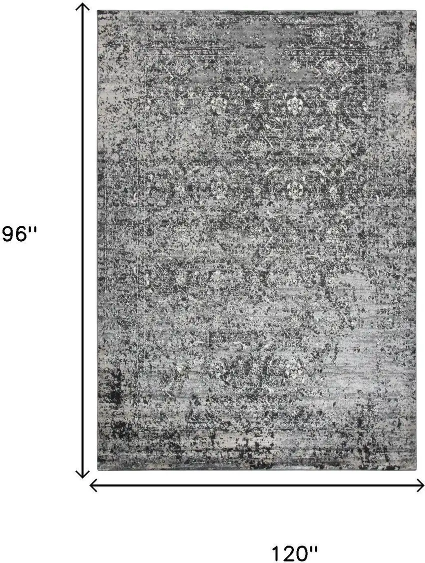 Brown Ivory Black And Light Gray Oriental Area Rug Photo 6