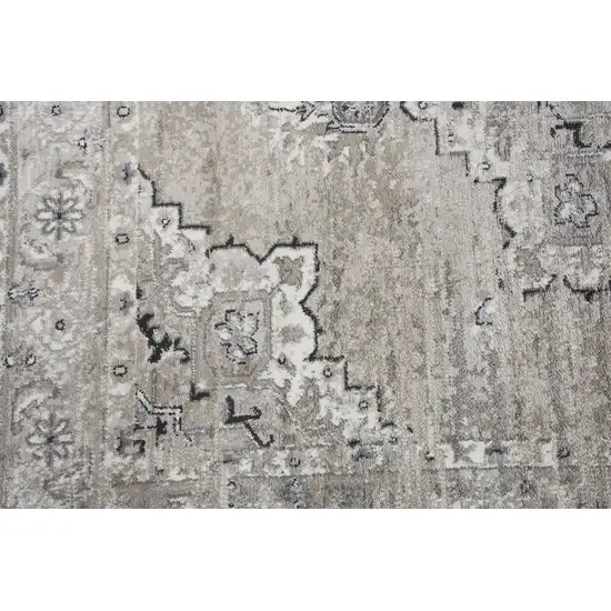 Brown Ivory Gray And Black Medallion Area Rug Photo 2