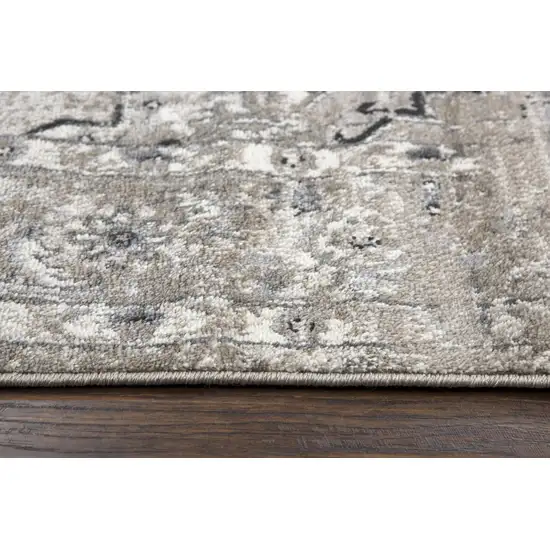 Brown Ivory Gray And Black Medallion Area Rug Photo 3