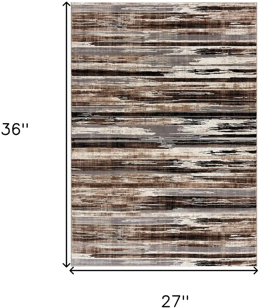 Brown Ivory and Tan Abstract Washable Non Skid Area Rug Photo 3