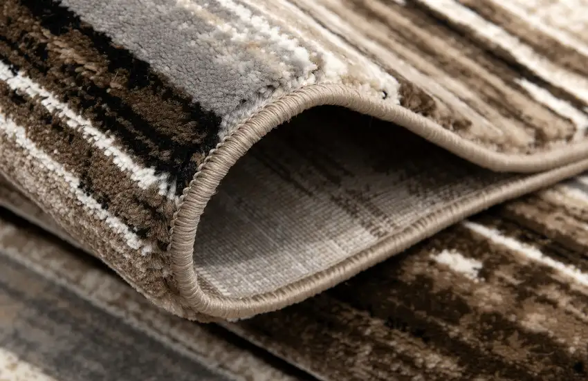 Brown Ivory and Tan Abstract Washable Non Skid Area Rug Photo 5