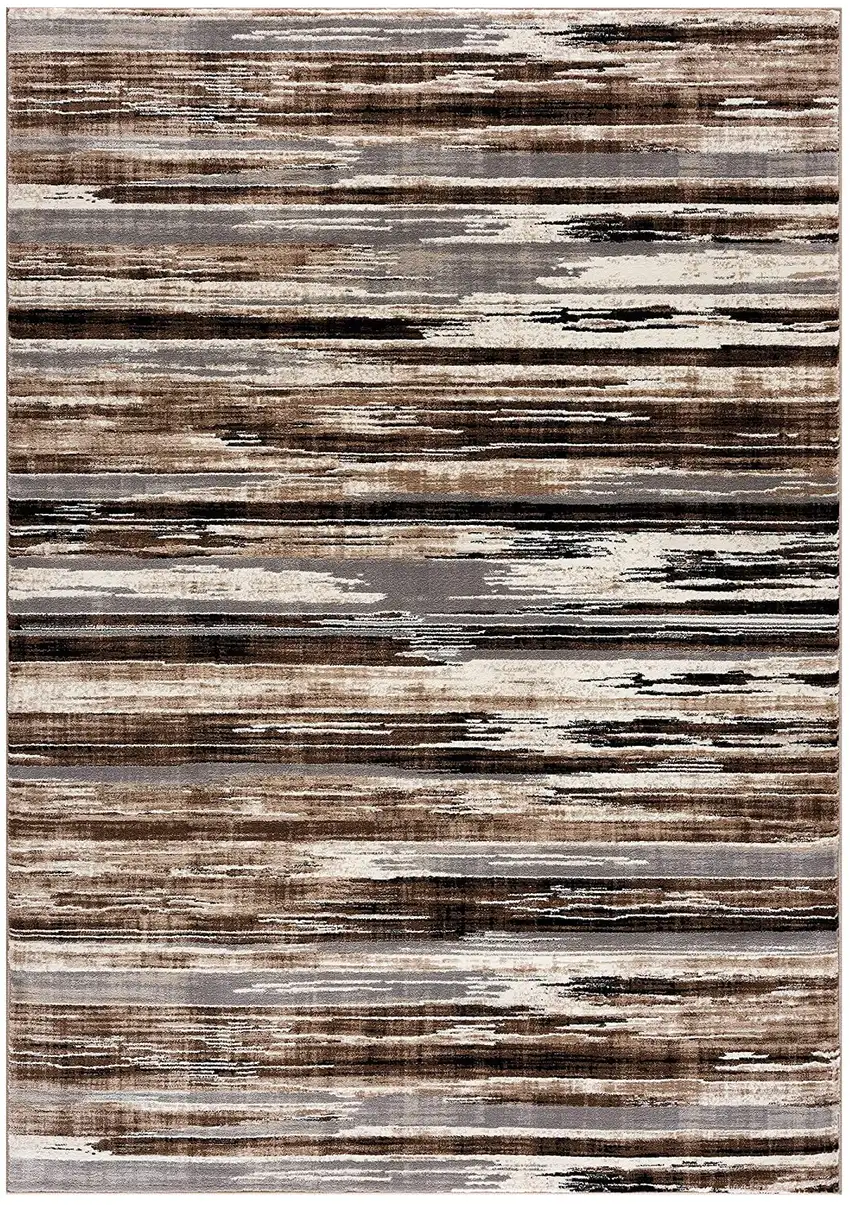 Brown Ivory and Tan Abstract Washable Non Skid Area Rug Photo 2