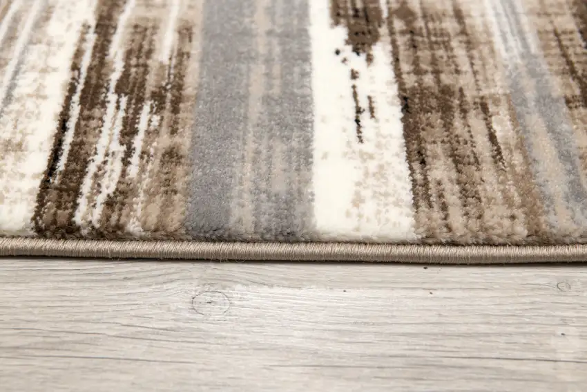 Brown Ivory and Tan Abstract Washable Non Skid Area Rug Photo 6