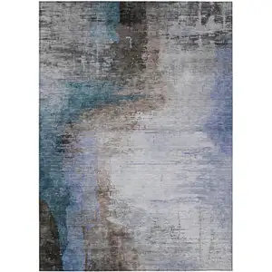 Photo of Brown Lavender And Taupe Abstract Washable Indoor Outdoor Area Rug