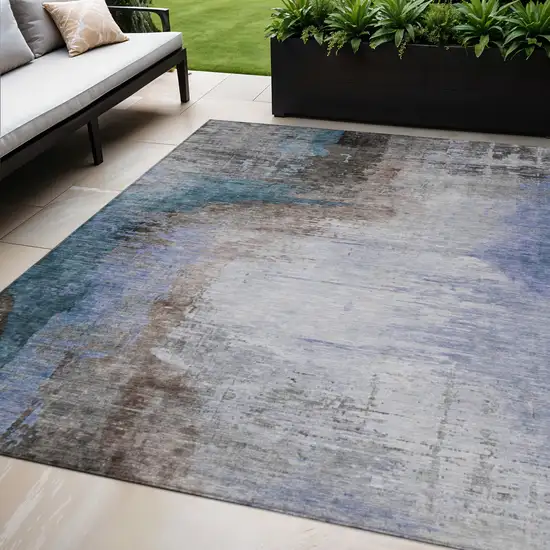 Brown Lavender And Taupe Abstract Washable Indoor Outdoor Area Rug Photo 2