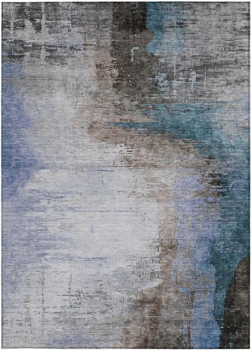 Brown Lavender And Taupe Abstract Washable Indoor Outdoor Area Rug Photo 4