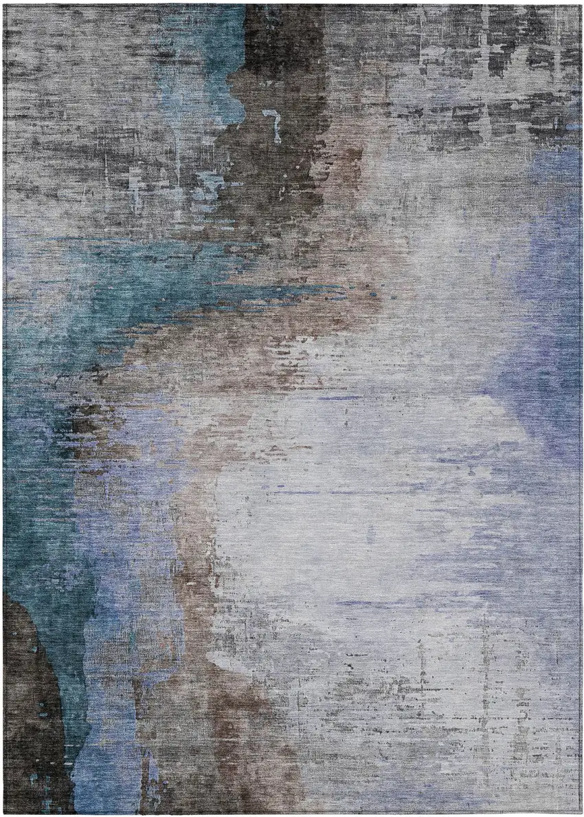 Brown Lavender And Taupe Abstract Washable Indoor Outdoor Area Rug Photo 1