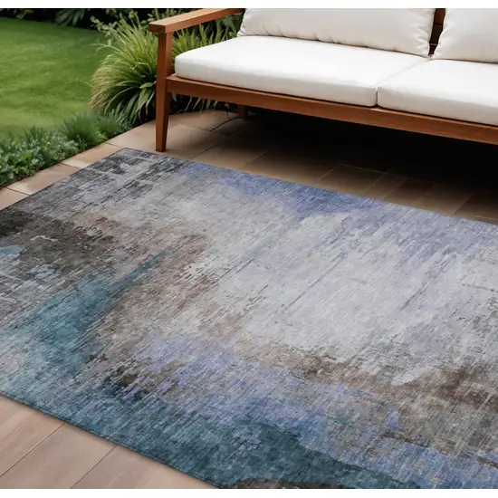 Brown Lavender And Taupe Abstract Washable Indoor Outdoor Area Rug Photo 2