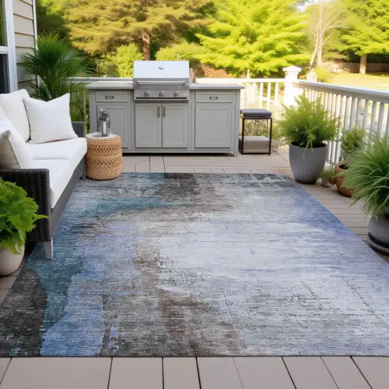 Brown Lavender And Taupe Abstract Washable Indoor Outdoor Area Rug Photo 4