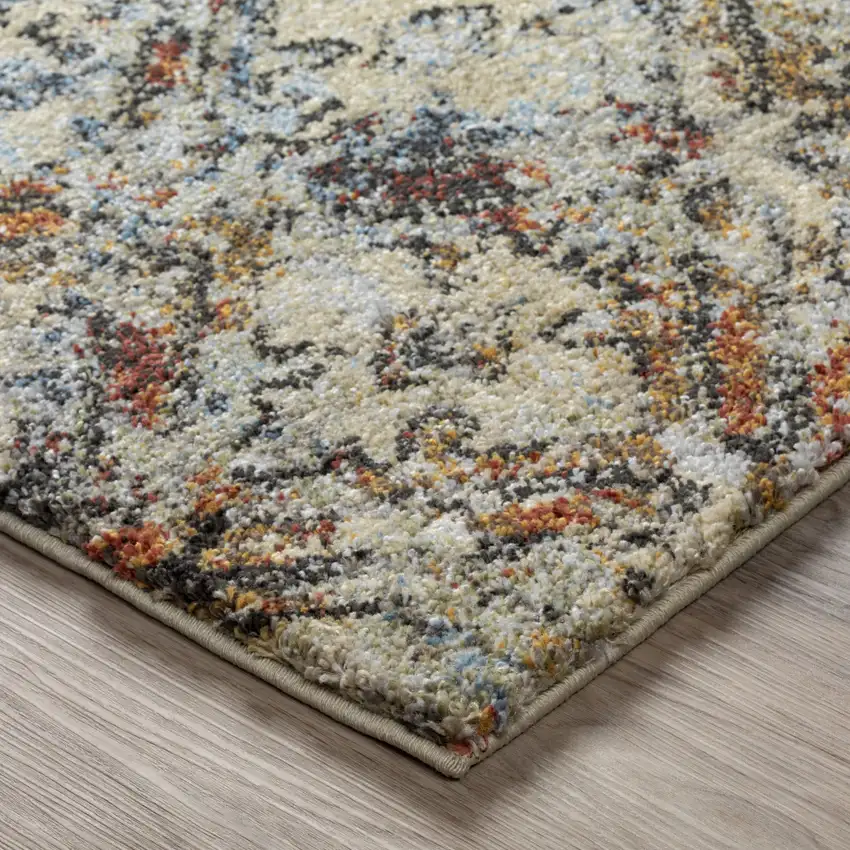 Brown Light Blue And Gray Distressed Diamond Area Rug Photo 4