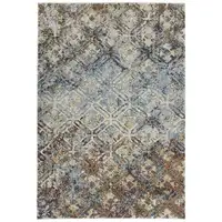 Photo of Brown Light Blue And Gray Distressed Diamond Area Rug
