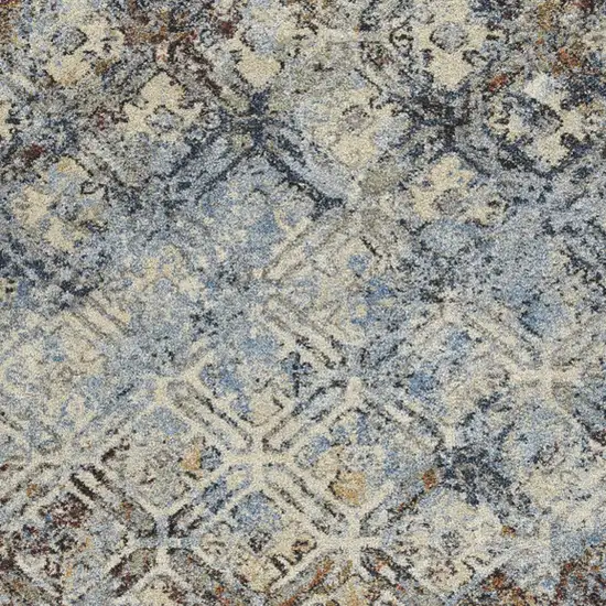 Brown Light Blue And Gray Distressed Diamond Area Rug Photo 5