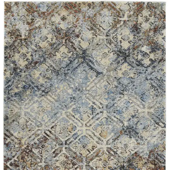 Brown Light Blue And Gray Distressed Diamond Area Rug Photo 4