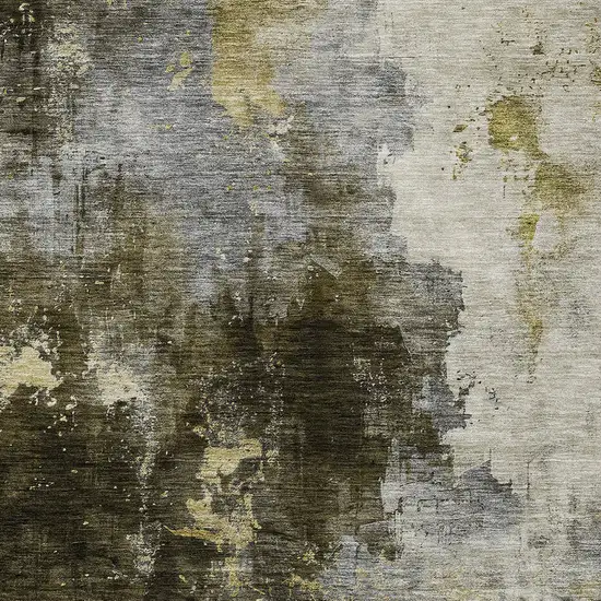 Brown Light Gray And Black Abstract Washable Indoor Outdoor Area Rug Photo 5
