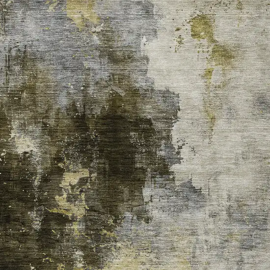 Brown Light Gray And Black Abstract Washable Indoor Outdoor Area Rug Photo 5