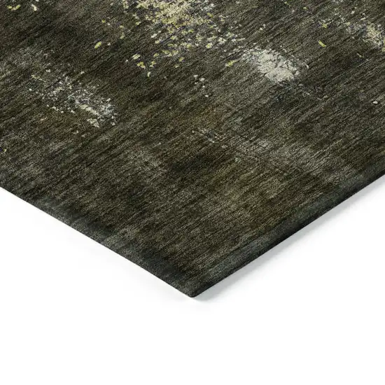 Brown Light Gray And Black Abstract Washable Indoor Outdoor Area Rug Photo 4
