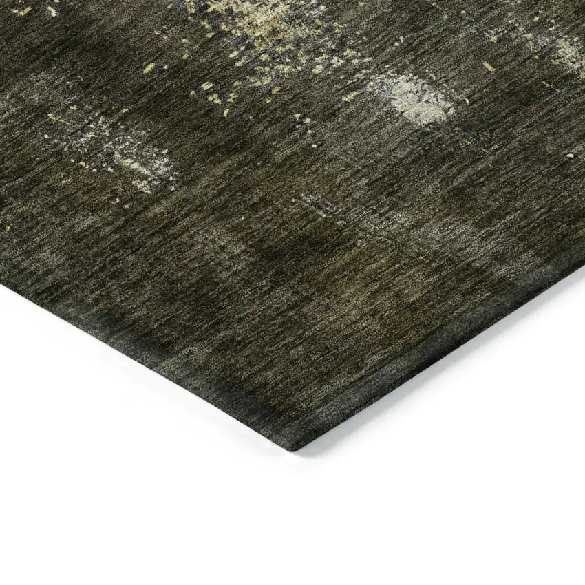 Brown Light Gray And Black Abstract Washable Indoor Outdoor Area Rug Photo 4
