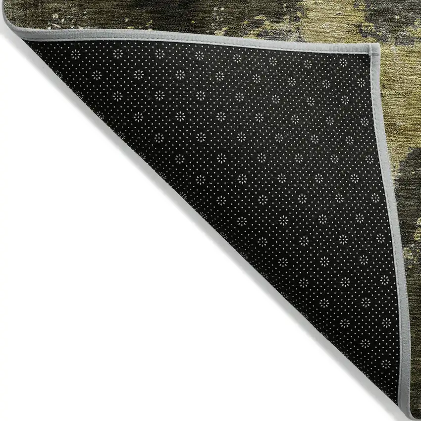 Brown Light Gray And Black Abstract Washable Indoor Outdoor Area Rug Photo 3