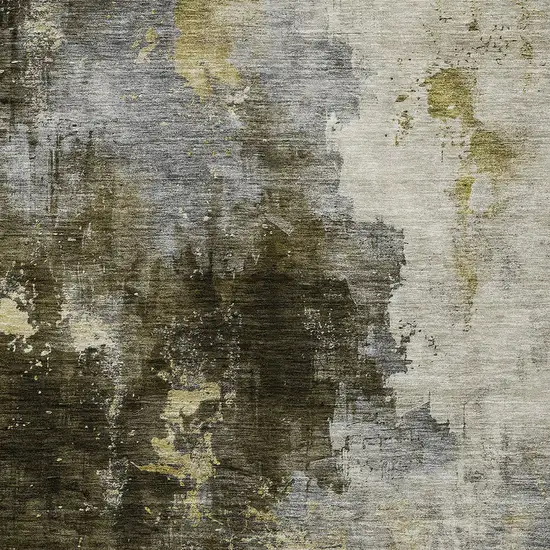 Brown Light Gray And Black Abstract Washable Indoor Outdoor Area Rug Photo 5