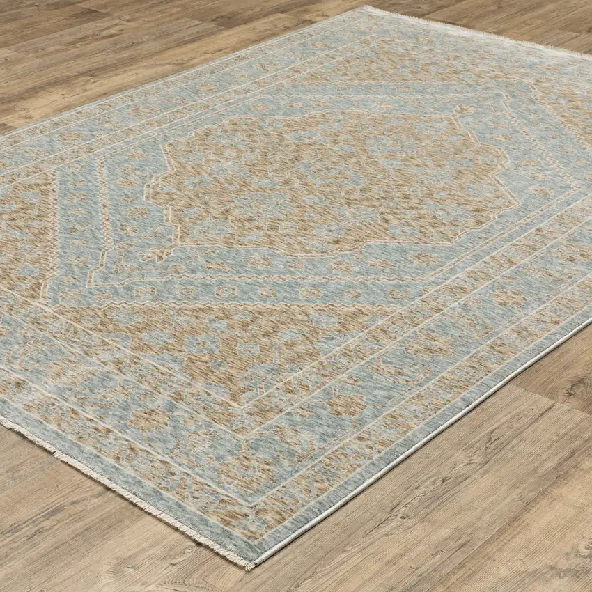 Brown Medallion Area Rug With Fringe Photo 8